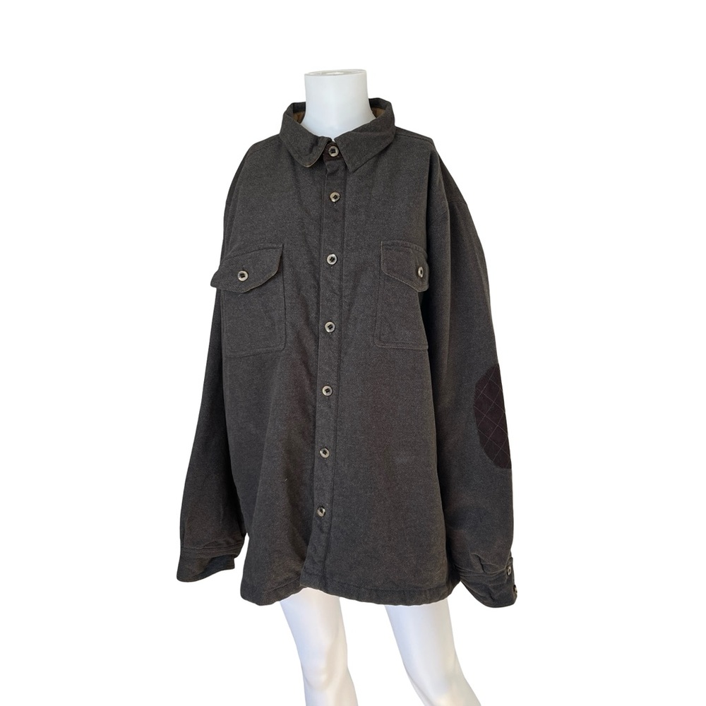 True Measure by JL Powell Gray Jacket Elbow Patches Button Front Mens Size XL
